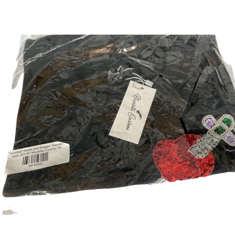 Nicolette Carlone Jezebel Heart & Dagger Sweater, Size M NWT - Picture 3 of 5